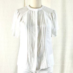 H&M White Short Sleeve Chiffon Top XS